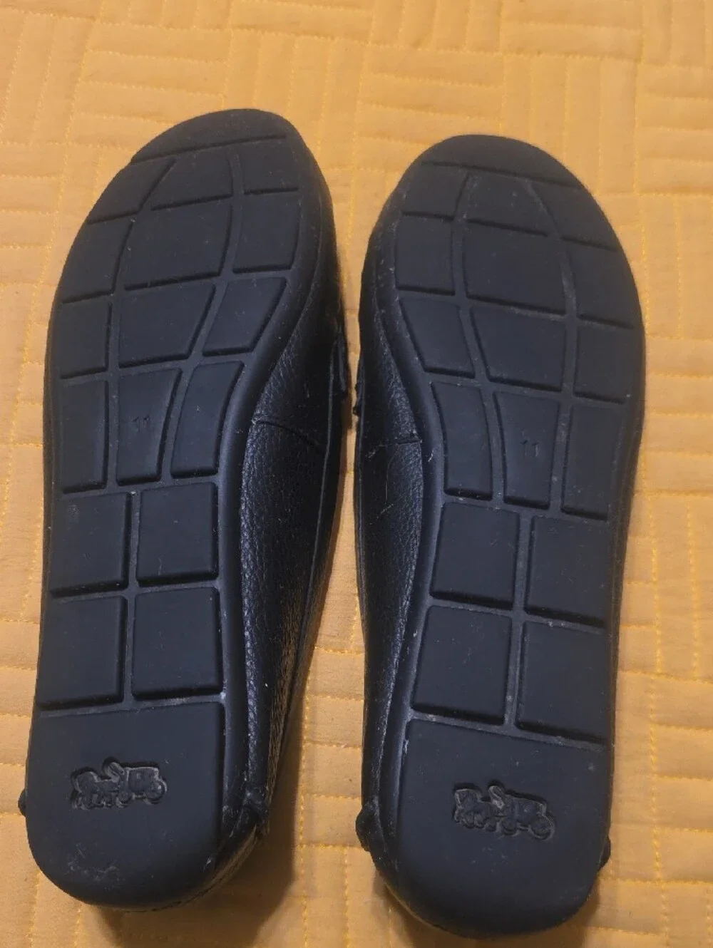 Coach Black Leather Loafers with Gold Horsebit
